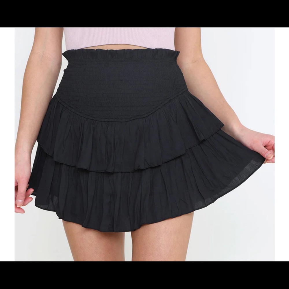 MUSTARD SEED black mini ruffle skort